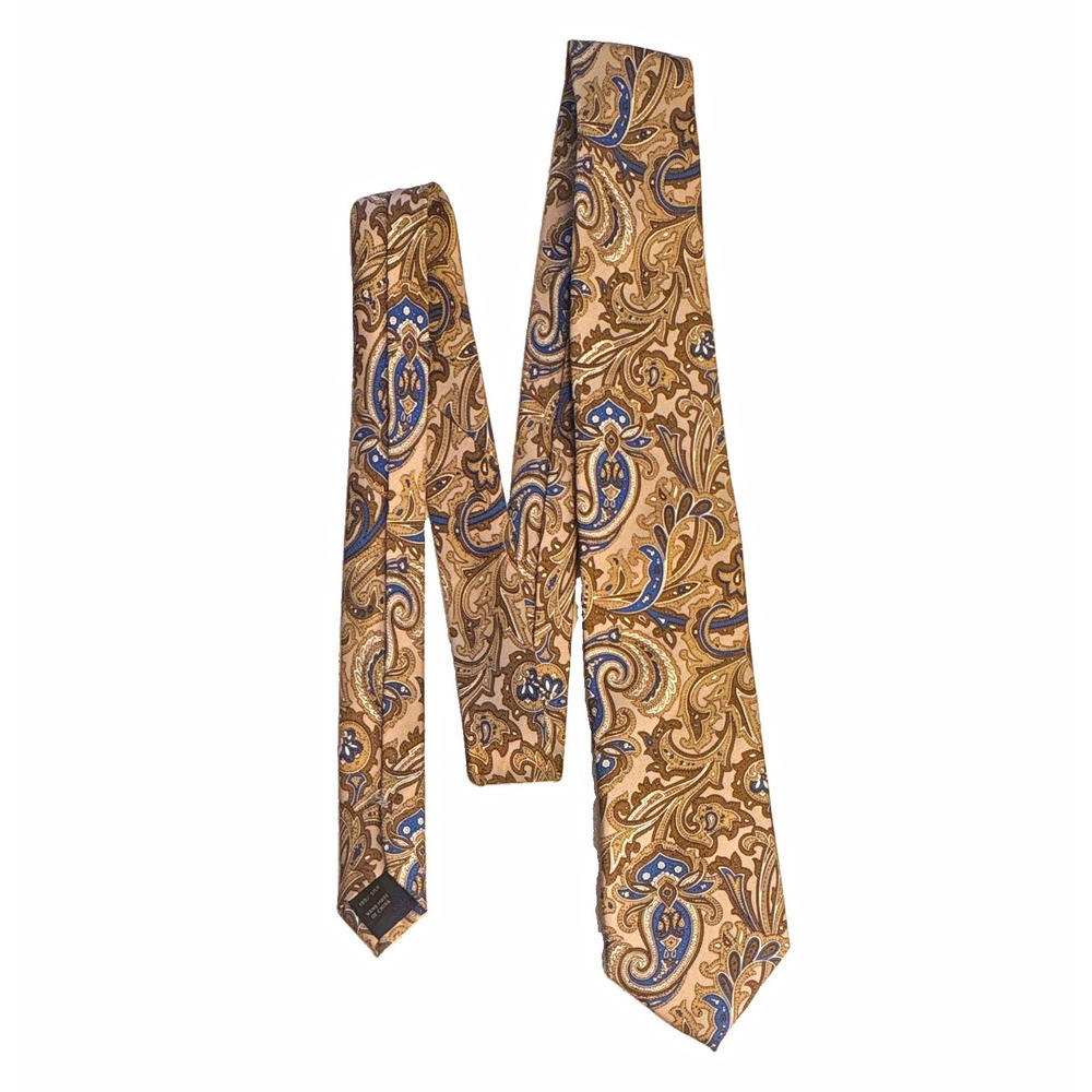 Jos. A. Bank Executive Collection 100% Silk Woven Men's Tie Beige Paisley Logo
